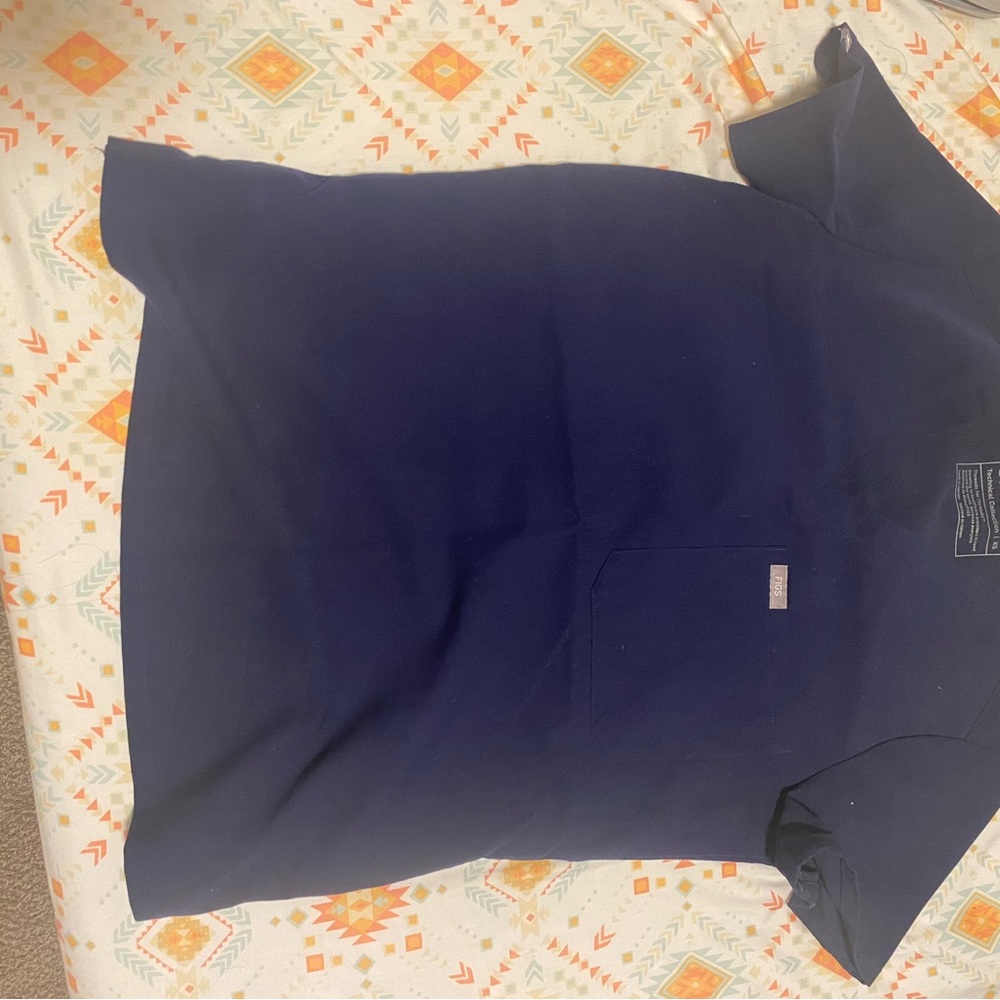 Navy Blue Figs Scrub Top